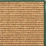 Sienna Sisal Rug with Dark Green Serged Binding - 3x8