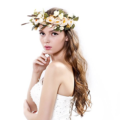 Women handmade Rose Flower Wreath Crown Wedding Festivals Girl Rose Floral crown