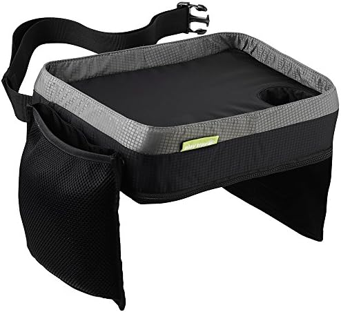 Kids Travel Play Tray BAG - Childrens Car Seat Buggy Pushchair Lap Tray and Carry Bag (Black/Grey)