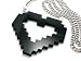 Pixel Heart LMFAO's Pendant w/91CM Silver Cubaanse Chain Black
