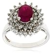 14k White Gold Ruby and Diamond Ring (1/2 cttw, H-I Color, I1 Clarity), Size 7