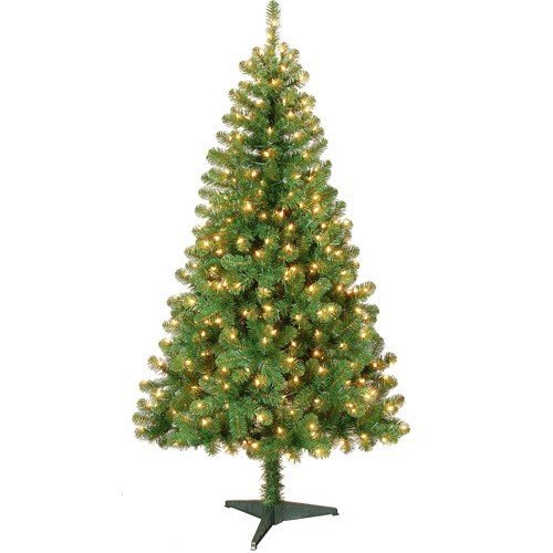 6ft clear-color Pre-lit Valley Pine Christmas Tree: 6 Foot Pre-lit Artificial Pine Christmas Tree: 645 Branch Tips; 250 clear Lights; Durable Tree Stand Included (Some Assembly Is Required, for Indoor Use Only)