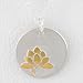 Round Lotus Flower Pendant in Sterling Silver and 24kt Vermeil on 16