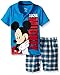 Disney Baby Boys' Mickey Mouse Plaid 2-Piece Short Set with Polo Top