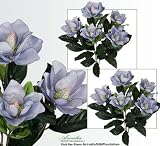 TWO 2' Magnolia Artificial Silk Flower Bushes (Light Blue) for Home, Garden and Decoration