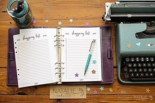 Printed Planner Inserts for Filofax, Carpe Diem, Kikki K Medium, A5/Half Sheet Size (5.5"x8.5"), Premium Paper Inserts, Agenda, Diary, Shopping List Script