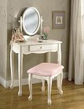 Powell Furniture 929-290 - Off-White Vanity, Mirror & Bench