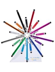 CE: The Friendly Swede (TM) Bundle of 18 Stylus Universal Touch Screen Pen for Tablets and Phones + 2 x 15" Elastic Lanyards + Microfiber Cloth - Retail Packaging - The Friendly Swede