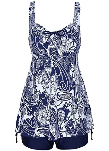 Women Two Pieces Pin Up Boy-Leg Ruched Skirted Plus Size Swimsuit Swimwear Tankini Women Two Pieces Pin Up Boy-Leg Ruched Skirted Plus Size Swimsuit Swimwear Tankini