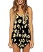 Moxeay® Women Vintage V Neck Straps Sunflower Print Jumpsuit (L)