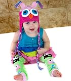 Pink & Hot Pink Owl Earflap Hat for babies & Toddlers by My Little Legs