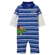Newborn Boys' Just One year Striped Dino Jumpsuit - Blue/White