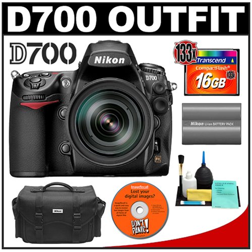 Nikon D700 Digital SLR Camera Body + Nikon 24-120mm f/3.5-5.6G ED-IF AF-S VR Zoom Lens + Nikon EN-EL3e Rechargeable Li-ion Battery + Nikon SLR System Case + 16GB CF Memory Card + Cameta Bonus Accessory Kit