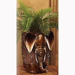 Pack of 2 Hand Sculpted Metal Elephant Decorative Figure Baskets 8.25"