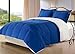 Cozy Beddings, Borrego 3-Piece Down Alternative Comforter Set with Pillow Case, Sherpa and Berber Throw Blanket, King, Royal Blue