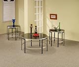 3 Piece Occasional Table Sets 3-Piece Contemporary Tempered Black Glass Occasional Table Set by Coaster