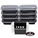 IBBM Food Storage with Lids - Reusable & Microwavable Single Compartment - 32-Ounce - 6 Pack - Black
