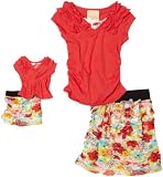 Dollie & Me Girls 7-16 Short Sleeve Ruffle Top With Ruffle Skirt