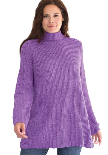 Sweater, Pullover Swing Style, In Shaker Stitch With Mock Turtleneck