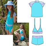 Surfer Girl 07, UPF50+ UV protective 3-Piece swimsuit with swimshirt (aka rashguard), matching shorts and bikini top