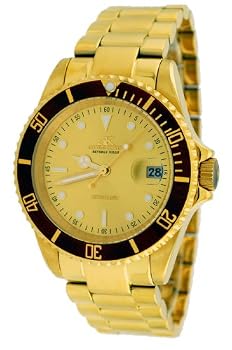 Adee Kaye #AK6004-MG9 Men's Gold Tone Magnetic Pro Diver Series Automatic Watch