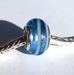 Murano Style Glass Lampwork 925 Bead Fits Pandora Electric Blue with White Stripes, 14mm (1)