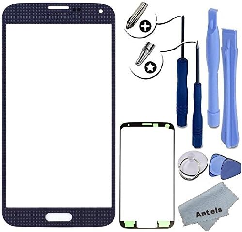 Antels Front Outer Glass Lens Screen Replacement For Samsung Galaxy S5+ Tools Kit + Adhesive Tape + Cloth + FREE SCREEN PROTECTOR (Blue)