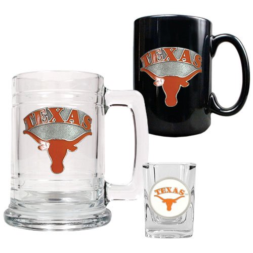 Texas Longhorns 15oz Tankard, 15oz Ceramic Mug and 2oz Shot Glass Set  (Primary Logo)