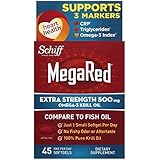 MegaRed Extra Strength Omega 3 Krill Oil-100% Pure Antarctic Krill Oil-Optimal Combination of Omega 3 Fatty Acids- DHA, EPA-500mg/Softgel, 45 Softgels