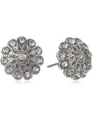Betsey Johnson "Stone & Pearl" Flower Stud Earrings