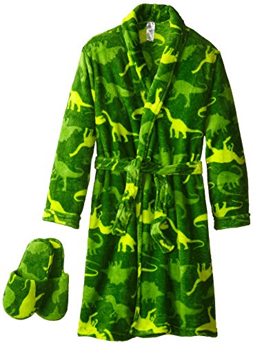 Too Cool 2 Sleep Boy's Plush Dino Bathrobe and Slipper Gift Set