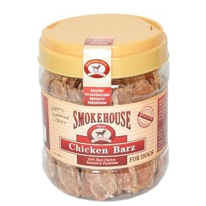 Smokehouse 100% Natural Chicken Barz Dog Treats, 14 Ounce Tub