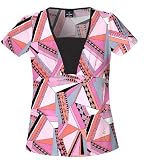 Baby Phat Shaped V-Neck Scrub Top with Solid Contrast Inset Scrub Tops Women