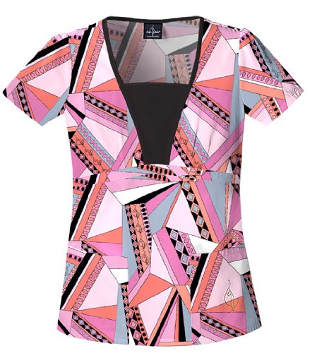 Baby Phat Shaped V-Neck Scrub Top with Solid Contrast Inset Scrub Tops Women