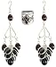 Earrings with Ring Sterling Silver Garnet Gemstone Jewelry (erss004)