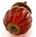 Old Amber Glass Ball Cabinet Knobs (6pc) Drawer Pulls Knob & Handles ~ Lot of 6 ~ K73 Vintage Style Old Amber Pumpkin Shaped Glass Knobs with Antique Brass Hardware. Glass Knobs, Handles & Pulls for Dresser, Drawers, Cabinets & Vanity