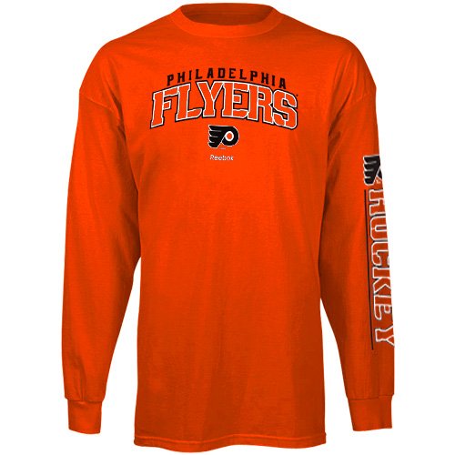 Reebok Philadelphia Flyers Youth Framework Long Sleeve T-Shirt - Orange (Small)
