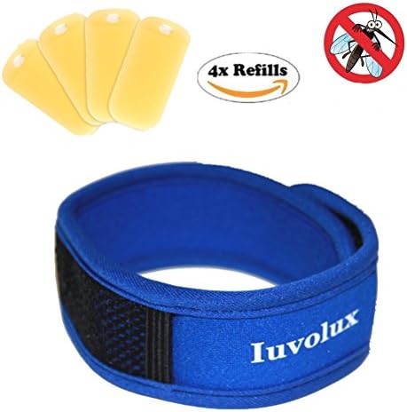 Mosquito Repellent Bracelet with 4 Plant Refills - Natural Bug Repellent Band Effectively Repels Insects and Mosquitoes - Deet Free Pest Control Repeller Safe for Babies Kids Adults Blue