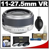 Nikon 1 11-27.5mm f/3.5-5.6 VR Nikkor-Zoom Lens (White) with 3 UV/CPL/ND8 Filters + Accessory Kit for J1, J2 & V1 Digital Cameras