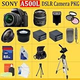Sony Alpha A550L Digital SLR with 18-55mm Lens + HUGE ACCESSORIES PACKAGE INCLUDING WIDE ANGLE MACRO LENS + 2X TELEPHOTO + 3 PC FILTER KIT + 8GB SDHC MEMORY CARD + 2x EXTENDED LIFE BATTERIES + CARRYING CASE + TRIPOD & MUCH MORE !!