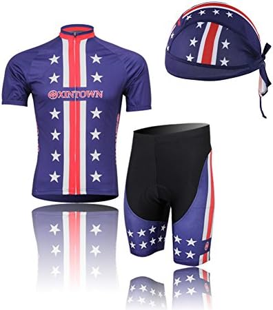 Stars Outdoor Sports Cycling Clothing Suit Sweat-free (Short Jersey,3D Padded Shorts,cycling headband) XL