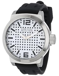 Kenneth Cole REACTION Unisex RK1323 Street Silver Round Case Perforated Dial Black Accents Watch