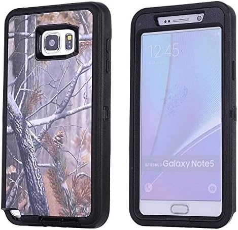 For Samsung Galaxy Note 5 Case,Fivers(TM) Heavy Duty Case 3 in 1 Three Advantages Waterproof Dustproof Shakeproof Forest Camouflage Desig Cell Phone Cases for Samsung Galaxy Note 5 (Tree- Black)