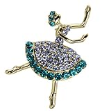 Ballerina Crystal Brooch Pin - Blue