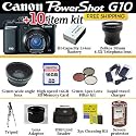 Canon Powershot G10 14.7 Megapixel Digital Camera W/ Holiday Edition Accessory Kit Includes With Ultimate Holiday Edition Accessory Kit Includes 16GB Memory, Wide Angle Lens, 4.5X Telephoto Lens, Filters, Extra battery, Rapid Charger +Much More