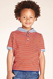 Pure Cotton Hooded Striped Polo Shirt