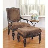 Accent Chair and Ottoman with Decorative Legs Dark Brown Finish by ACME