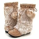 Beads! Mukluks Furry Pom-pom Boots Taupe Kids Toddlers