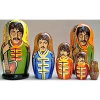 Russian Nesting Doll Beatles Hand Made Hand Painted 5 Pcs / 6-7 in #DSCI 23