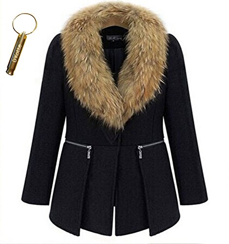 (ディーコッテ) D'Kotte 5XL 6XL 大きいサイズ ラージ サイズ コート ファー 付き 取り外し 可能 レディース ウール デラックス